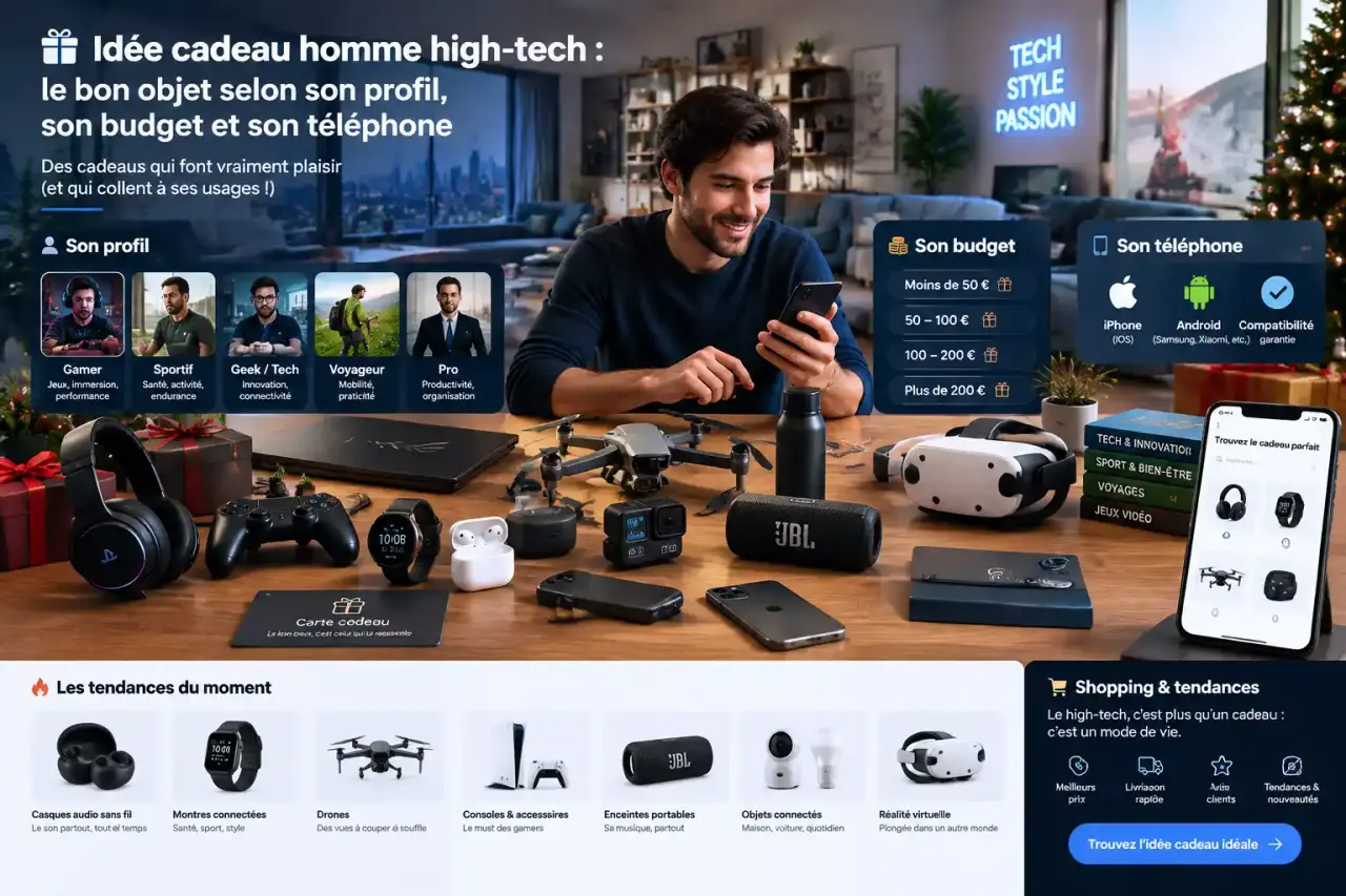 Idée cadeau homme high-tech : le bon objet selon son profil, son budget et son téléphone