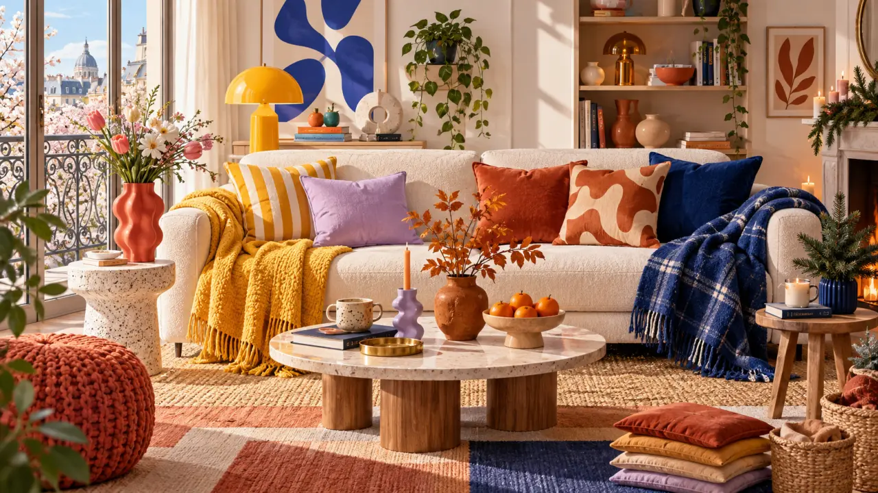 Intérieur coloré et modulable décoré au fil des saisons